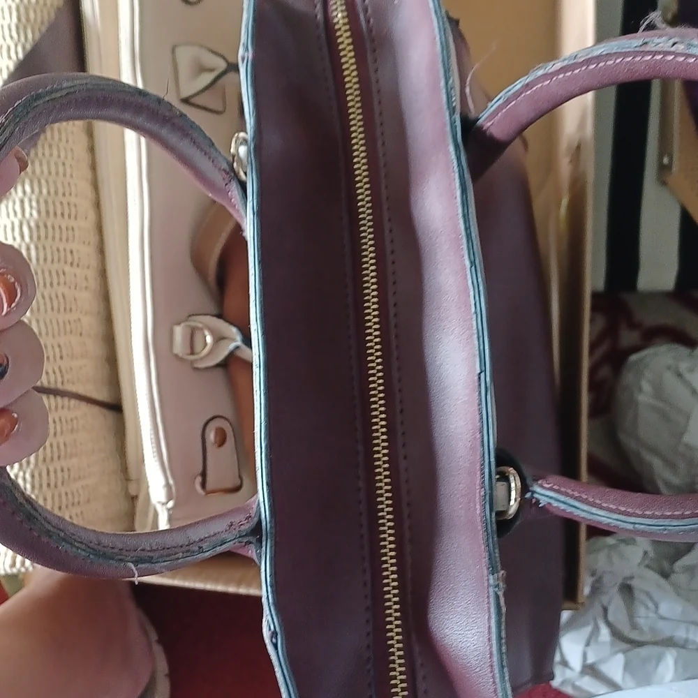 Carpisa Italian handbag, Burgundy,  black, tan